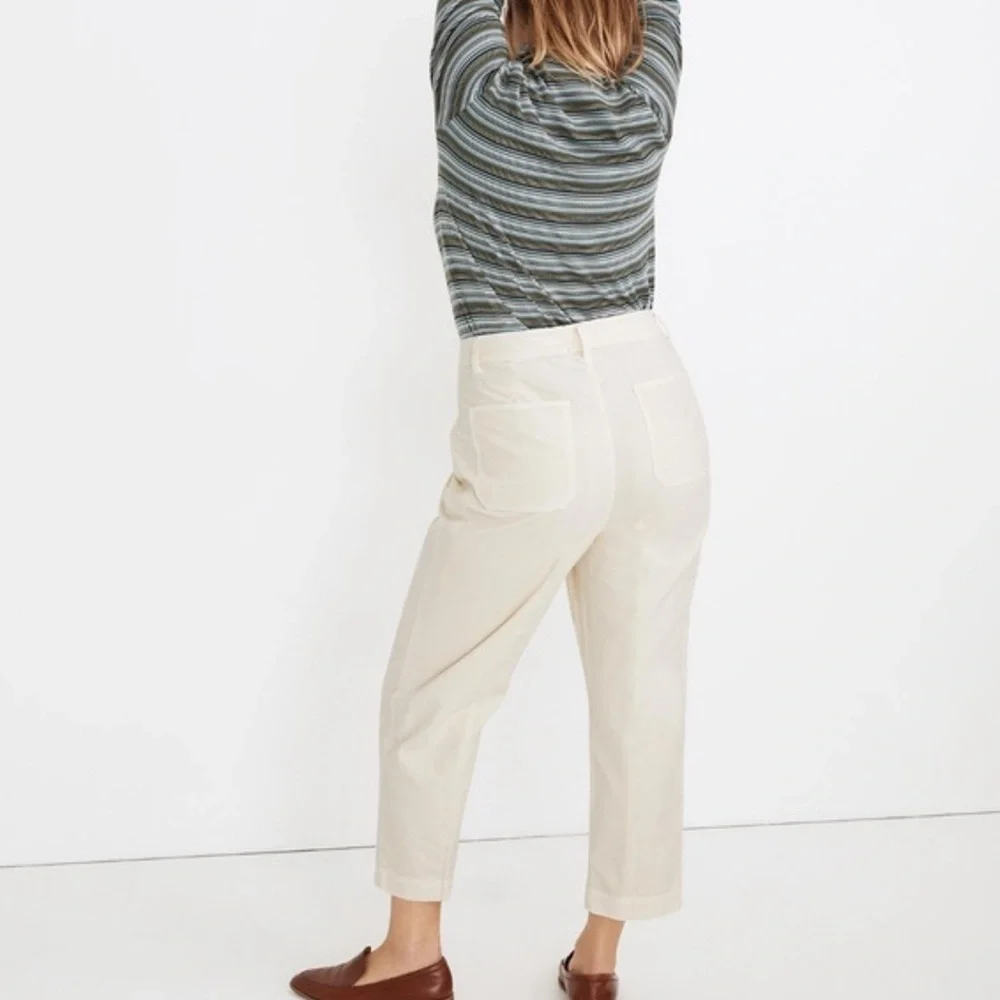 Madewell High Rise Seamed Tapered Pants Straight Leg Comfy  Neutral Cream 10 - Picture 15 of 15